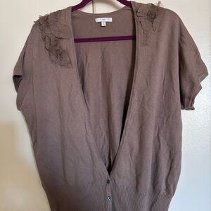 GAP Brown Short Sleeve Cardigan Sweater
